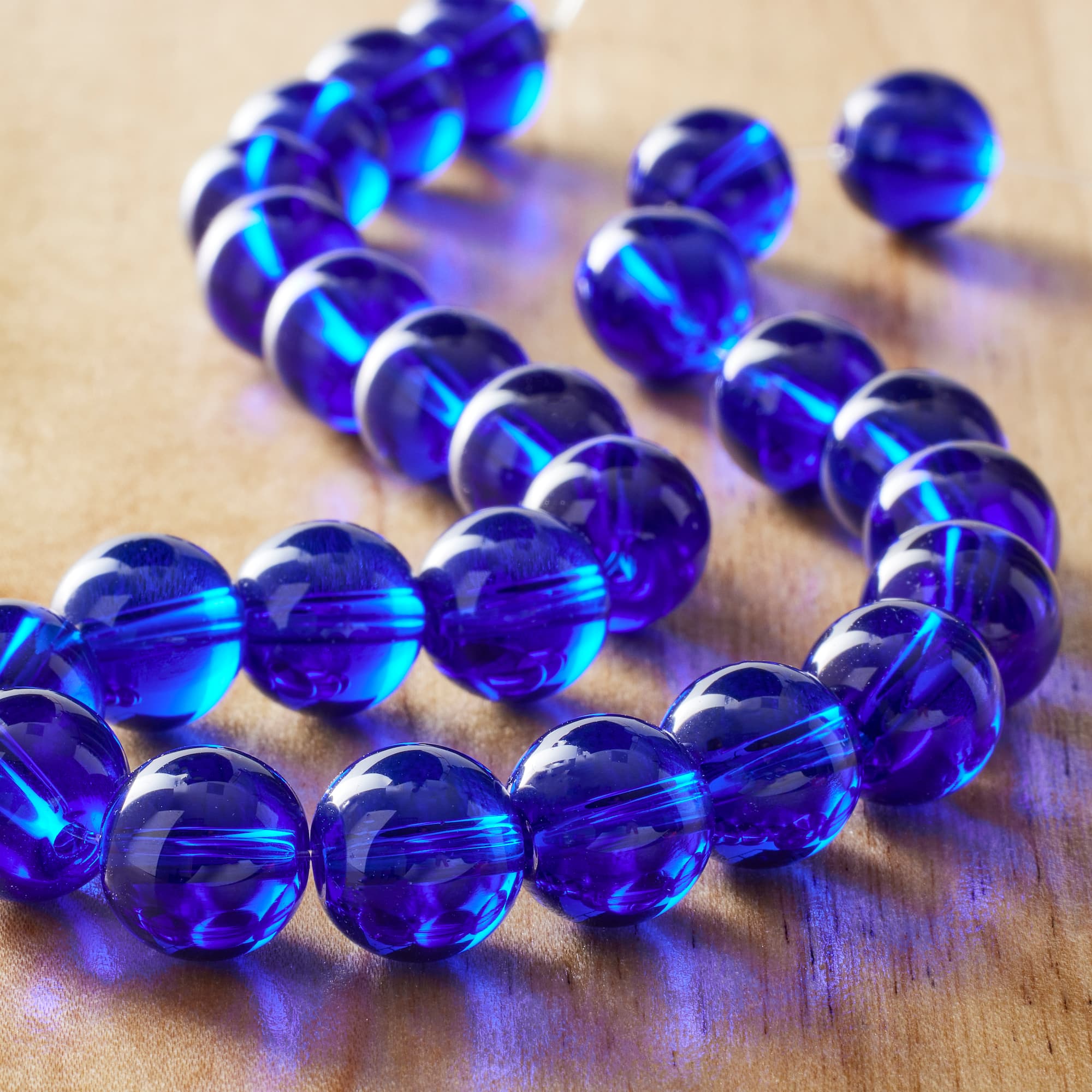 Blue Glass Round Beads, 10mm by Bead Landing™